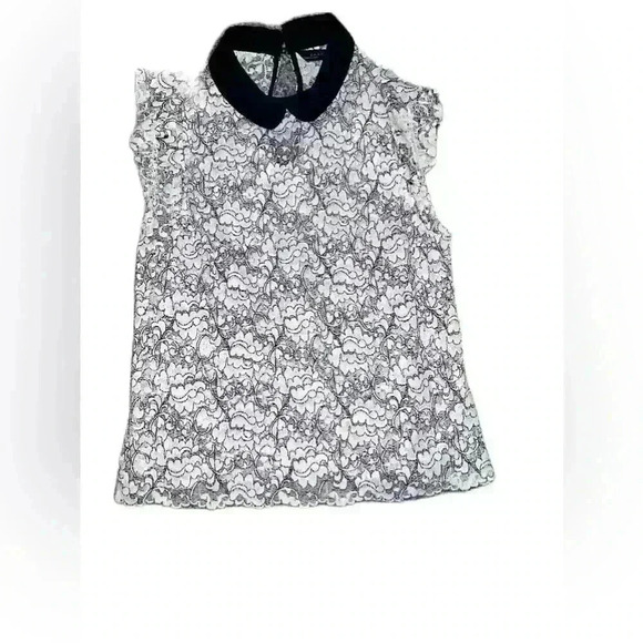 zara  crochet top Sz S Preppy Romantic Boho Split Neck Sleeveless - Picture 1 of 6